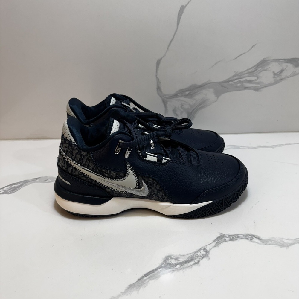 Nike Zoom Lebron Nxxt Gen Ampd Armory Navy Blue Silver Sail Men's 7 Women's 8.5